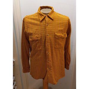 Paul Fredrick Men's Casual Shirt L 16.5/34 Mustard 2 Front Pockets Made in USA